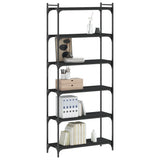 Bookcase 6-Tier Black 80x30x188 cm Engineered Wood 837682