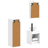 Bathroom Furniture Set 4 pcs White Engineered Wood and Glass 3407455