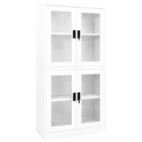 Office Cabinet White 90x40x180 cm Steel and Tempered Glass 335938