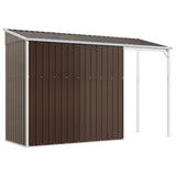 Garden Shed with Extended Roof Brown 277x107x181 cm Steel 364527
