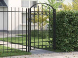Fence Gate "ASSEN" with Arched Top Steel 102x200 cm Black 146339