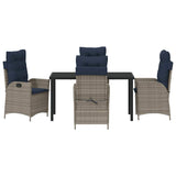 Garden Dining Set with Cushion 5 pcs Grey and Black Rattan 3380577
