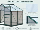6 x 4ft Polycarbonate Greenhouse, Large Walk-In Green House with Slide Door and Window, Garden T3398P313607