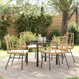 Garden Dining Set 5 pcs Brown Poly Rattan 3380863