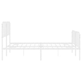 ZNTS Metal Bed Frame with Headboard and Footboard White 200x200 cm 373961