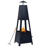 Fire Pit Black 35x35x99 cm Steel 46648