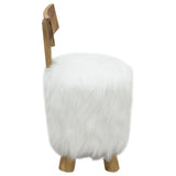 ZNTS Stool White Solid Teak Wood 285207