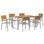 Garden Dining Set 7 pcs Grey and brown 140 x 80 x 75 cm 3284368