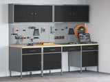 Work Cabinet with Drawer 10 pcs Black Engineered Wood and Steel 3321470