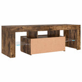 TV Cabinet with LED Lights Smoked Oak 120x35x40 cm 815666