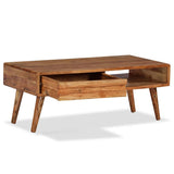 Coffee Table Solid Wood with Carved Drawer 100x50x40 cm 244974