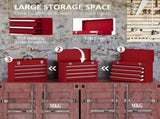 Lockable Metal Tool Box, 4 Drawer Tool Chest with Latches, Handle, Ball Bearing Runners, Red T3398P343059