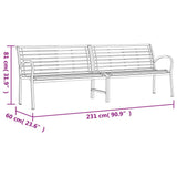 Twin Garden Bench Black 231 cm Steel and WPC 366538