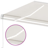 Manual Retractable Awning with LED 350x250 cm Cream 3069522