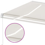 ZNTS Manual Retractable Awning with LED 450x350 cm Cream 3069642