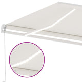 ZNTS Manual Retractable Awning with LED 450x350 cm Cream 3069642