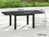 Extending Garden Table for 4-6, Aluminium Outdoor Dining Table with Faux Wood Slatted Top, Black T3398P554143