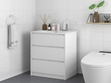 600mm Bathroom Vanity Unit with Basin and Single Tap Hole, High Gloss White Floor Standing Bathroom T3398P378068