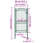 ZNTS Fence Gate with Arched Top Steel 100x200 cm Green 146367