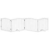 Dog Gate with Door Foldable 4 Panels White 320 cm Poplar Wood 352217
