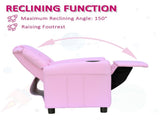 Kids Recliner Chair, PU Leather with Adjustable Backrest, Footrest, Padded Headrest, Pink T3398P348591