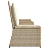 Garden Bench with Cushion Black and Cream White Poly Rattan 3394444