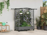 Raised Bed with Trellis and Roof Light Grey 124 x 40 x 129 cm 3423020