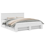 Bed Frame with Headboard White 200 x 200 cm Engineered Wood 3408725