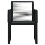 Dining Set Black PVC rattan, powder-coated steel, glass 3058282