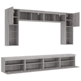 8 Piece TV Wall Cabinet Set with LED Lights Grey Sonoma 3216769