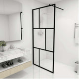 Walk-in Shower Wall with Tempered Glass Black 90x195 cm 149153