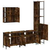 4 Piece Bathroom Cabinet Set Smoked Oak Engineered Wood 3214747
