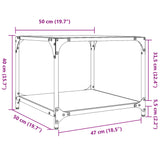 ZNTS Coffee Tables with Transparent Glass Top 2 pcs 50x50x40 cm Steel 845971