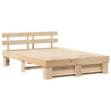 Bed Frame with Headboard Brown 150 x 200 cm Solid Pine Wood 872479