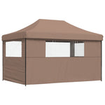 ZNTS Foldable Party Tent Pop-Up with 3 Sidewalls Brown 4004972