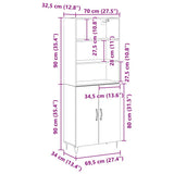 Highboard 2 pcs Black Oak Engineered Wood 3333093