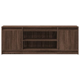 TV Cabinet with LED Brown Oak 139.5x34x50 cm Engineered Wood 852200