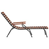 Deck Chair Brown, Black Acacia wood, Steel Standard Foldable 44390