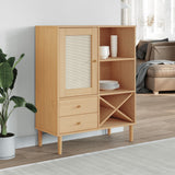 Highboard SENJA Rattan Look Brown 90x40x112cm Solid Wood Pine 358052