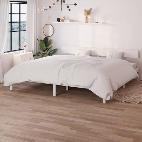 Bed Frame without Mattress White Solid Wood 200x200 cm 810168