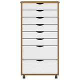 Rolling Cabinet with Drawers MOSS Honey Brown Solid Wood Pine 4015789