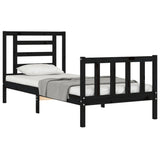 Bed Frame without Mattress Black Small Single Solid Wood Pine 3192845