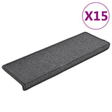 Stair Mats 15 pcs 65x21x4 cm Dark Grey Rectangular Edge 134568