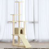 Cat Tree with Sisal Scratching Posts Cream 155 cm 171515