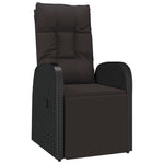 Reclining Garden Chair with Cushions Black Poly Rattan 319546