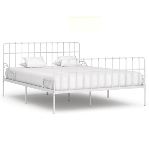 Bed Frame without Mattress with Slatted Base White Metal 200x200 cm 284607