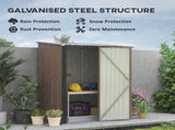5.3 x 3.1ft Corrugated Steel Garden Shed - Brown T3398P328400
