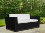 Rattan Sofa, 2 Seater Garden Furniture with Soft Padded Cushion and Armrests, Wicker Garden Loveseat T3398P315905
