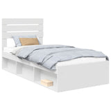 Bed Frame with Headboard White 100 x 200 cm Solid Pine Wood 3411447