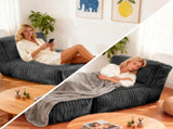 Modular Bean Bag Lounge Sofa with Ottoman,Plush Corduroy Fabric, Ergonomic Body Support, Removable T5592P545598